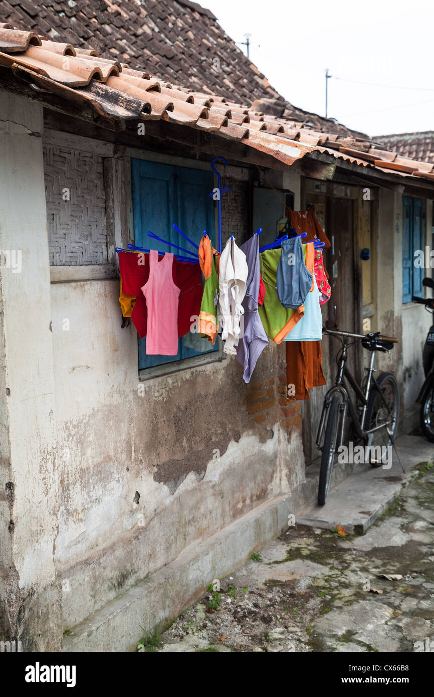 Drying the Laundry in the Old Town of Yogyakarta in Indonesia Stock