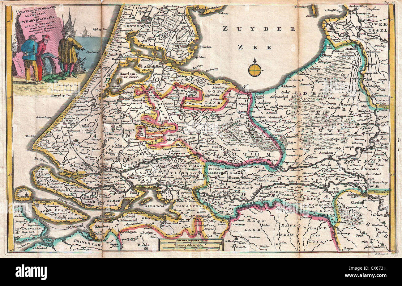 1747 La Feuille Map of Holland Stock Photo