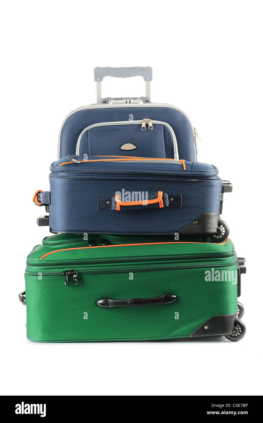Luggage consisting of large suitcases isolated on white Stock Photo