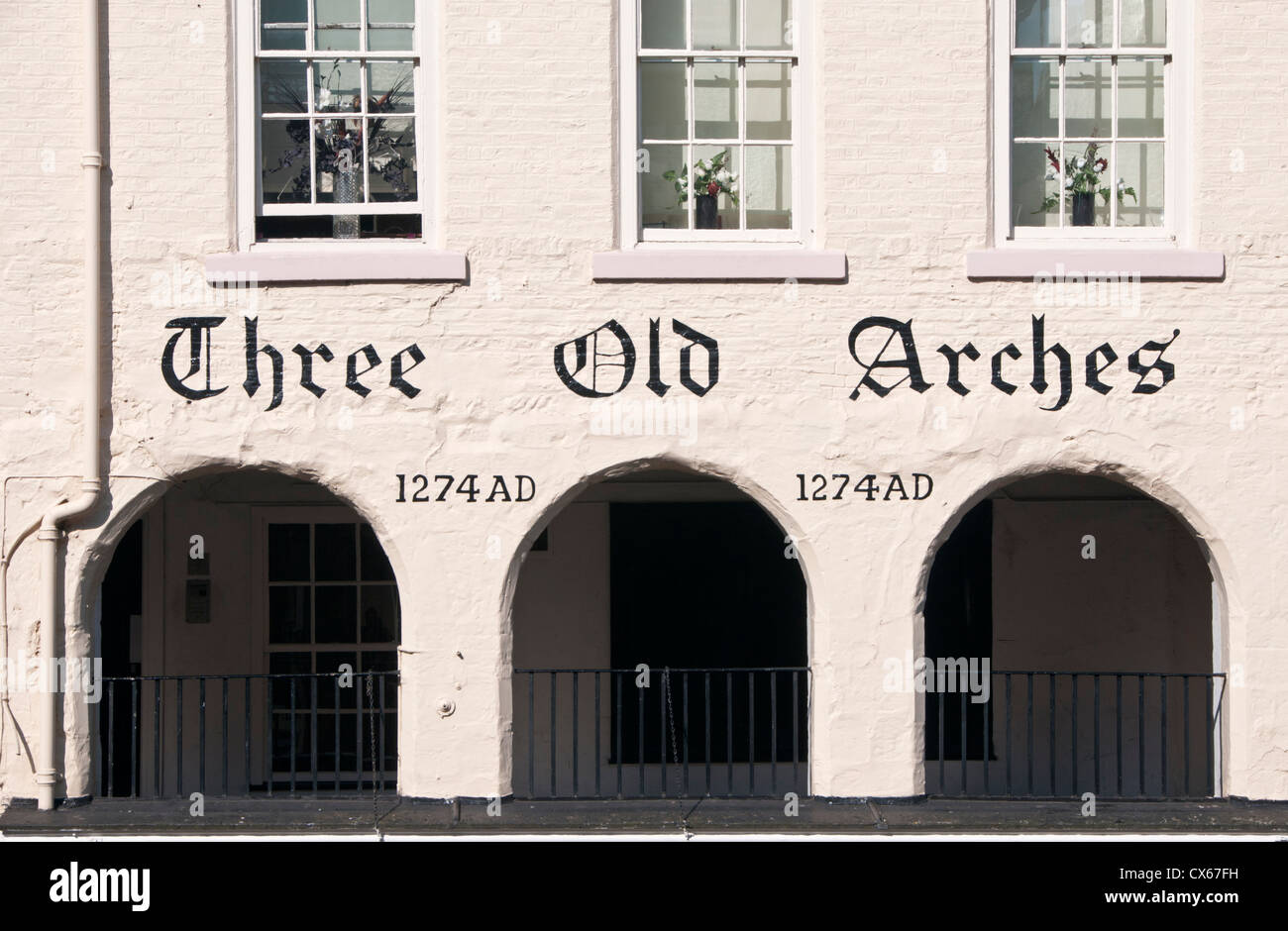 Three Old Arches, Bridge Street Row, Chester, Cheshire, England, UK Stock Photo