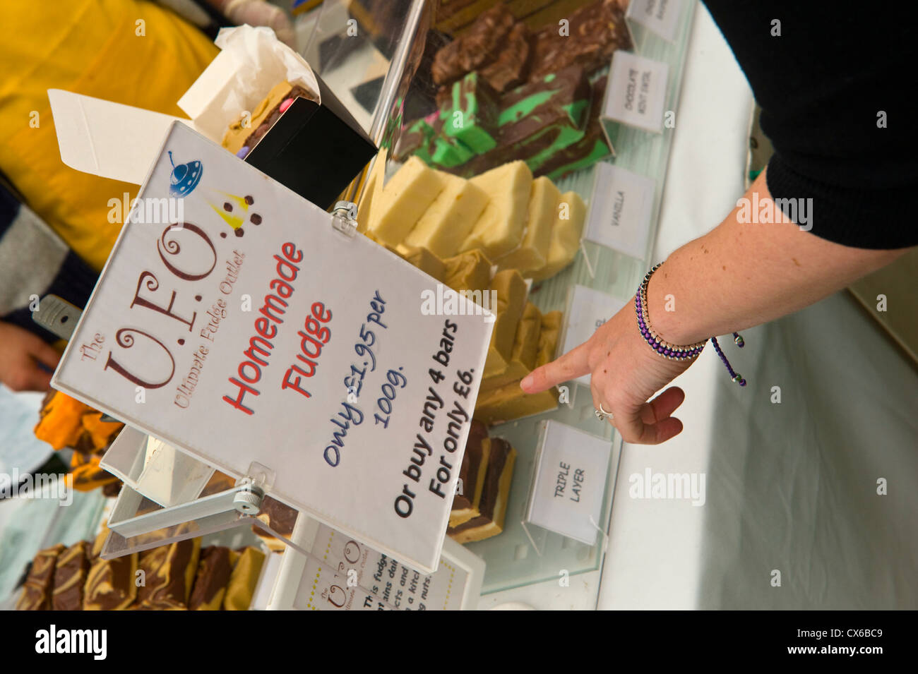 Homemade fudge for sale at Ludlow Food Festival 2012 Ludlow Shropshire