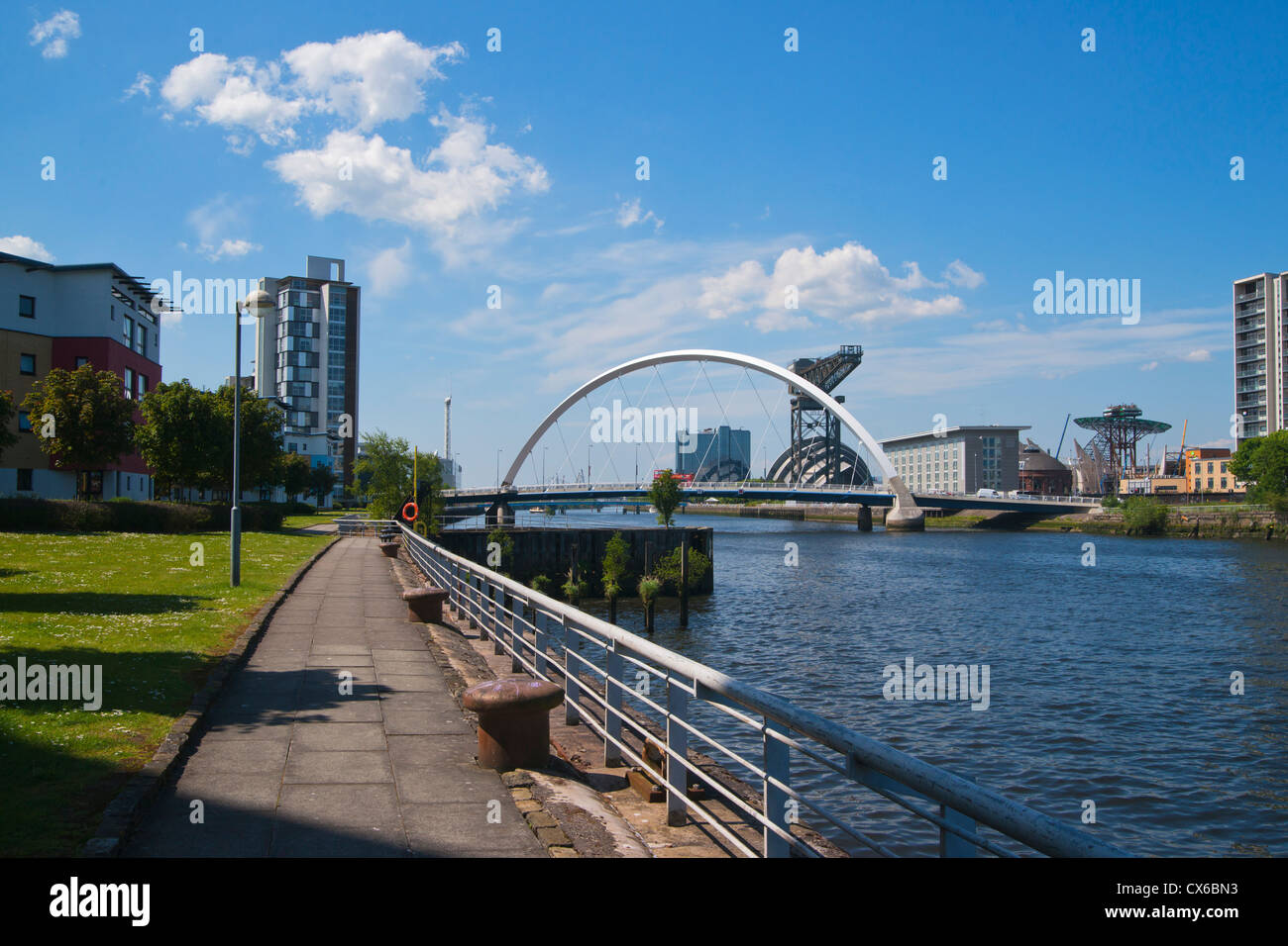 River Clyde walkway, Clyde Arc Bridge, Glasgow, Strathclyde Region