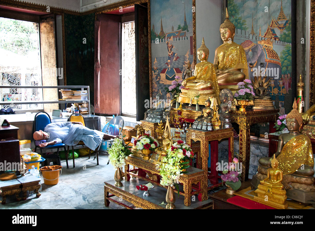 Wat Chana Songkhram Rachawora Mahawiharn Bangkok Thailand Stock Photo