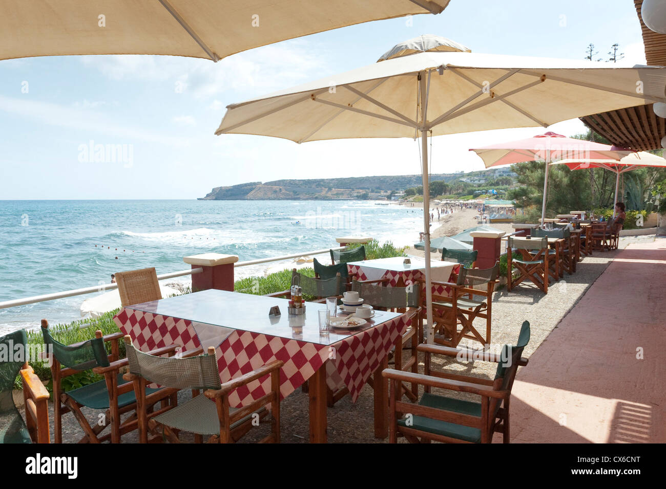 Beach side bar restaurant taverna, Crete Greece Stock Photo Alamy
