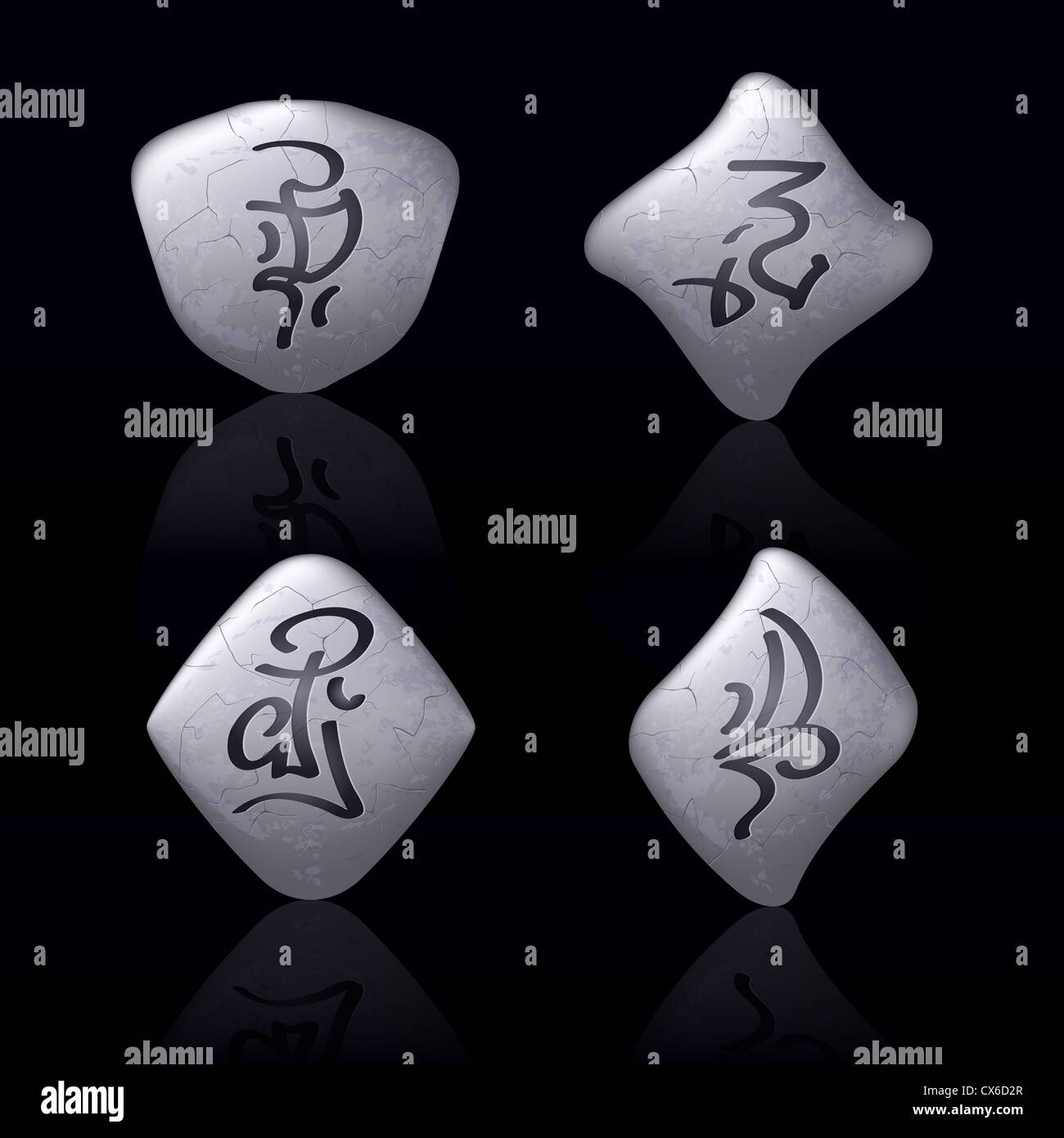 Runic Stones with Magical Spells. Set number Four on black Stock Photo ...