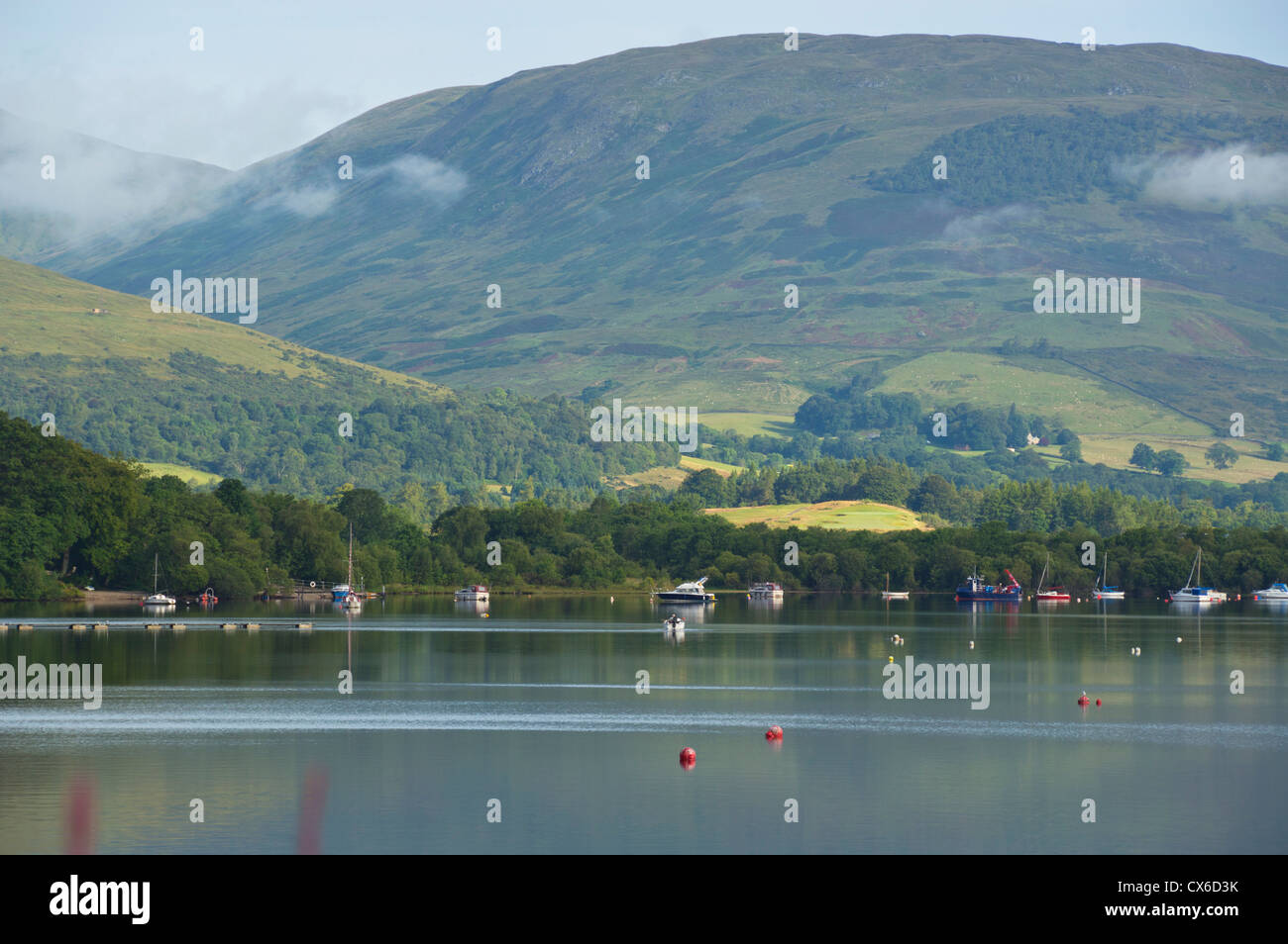 Morning on Loch Lomond, looking north from Duck Bay, Scotland, uk Stock Photo