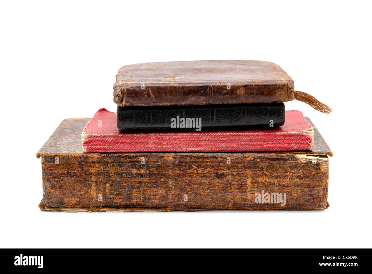 Old books isolated on white background Stock Photo - Alamy