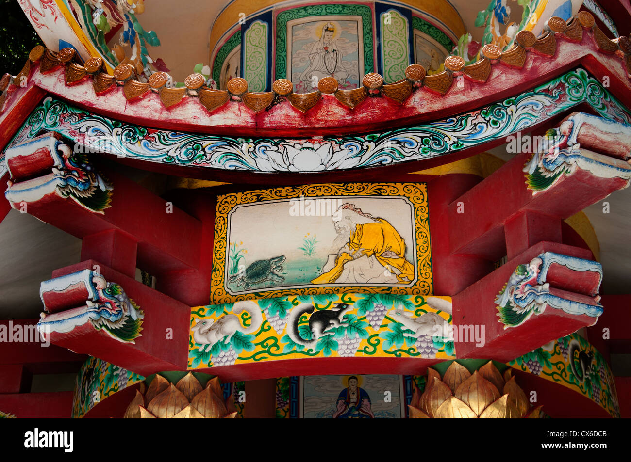 Khao Takiab Buddhist temple Hua Hin Thailand Buddha  Wall Fresco  Painting Stock Photo