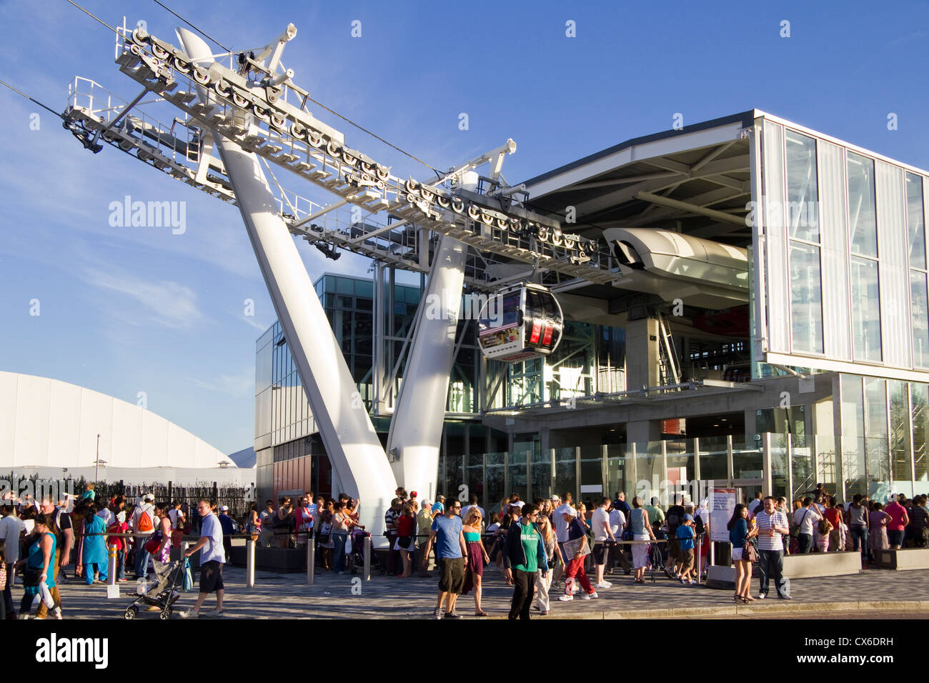 Emirates Air Line cable car station, North Greenwich London England UK Stock Photo