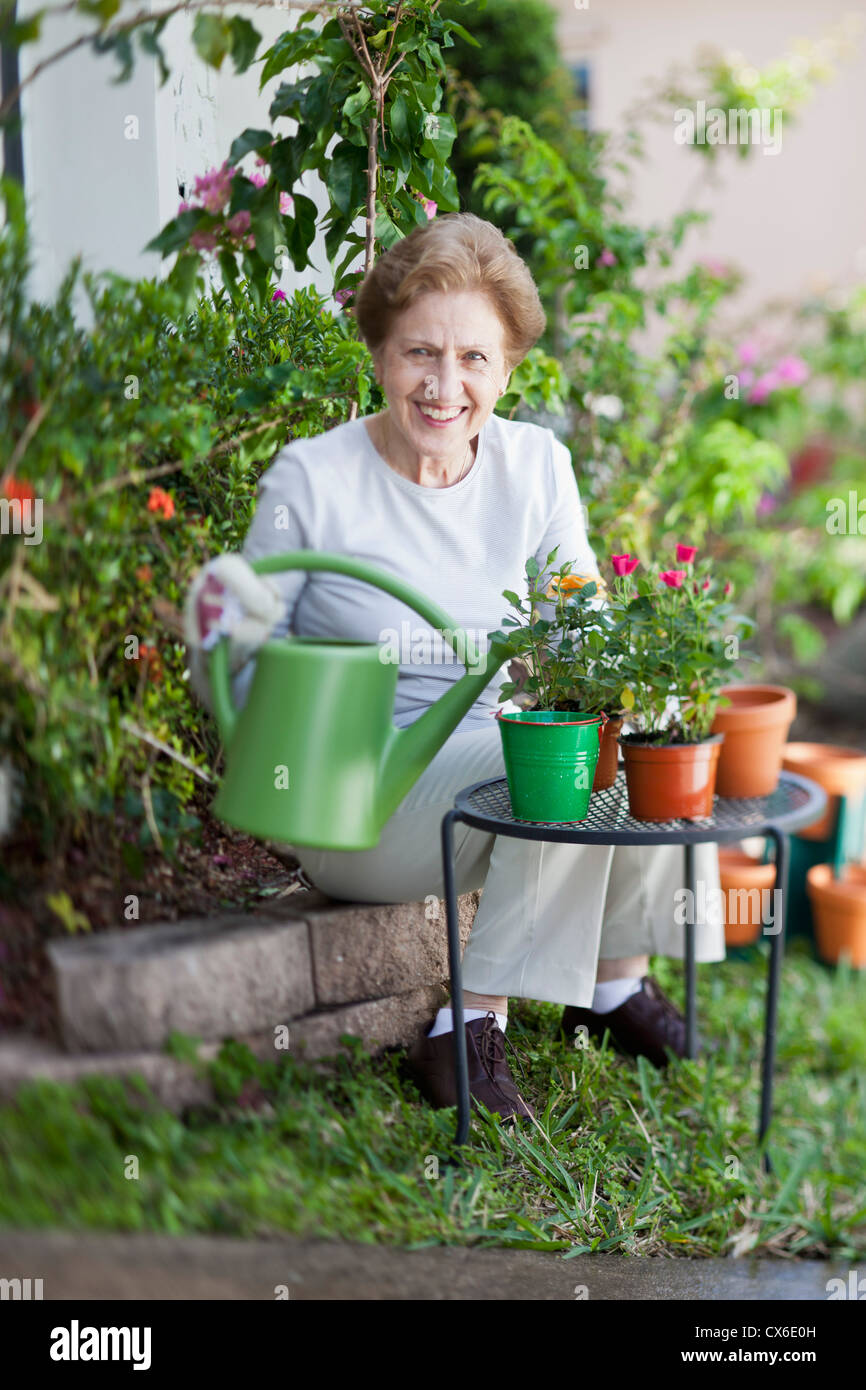 A senior woman gardening Stock Photo - Alamy