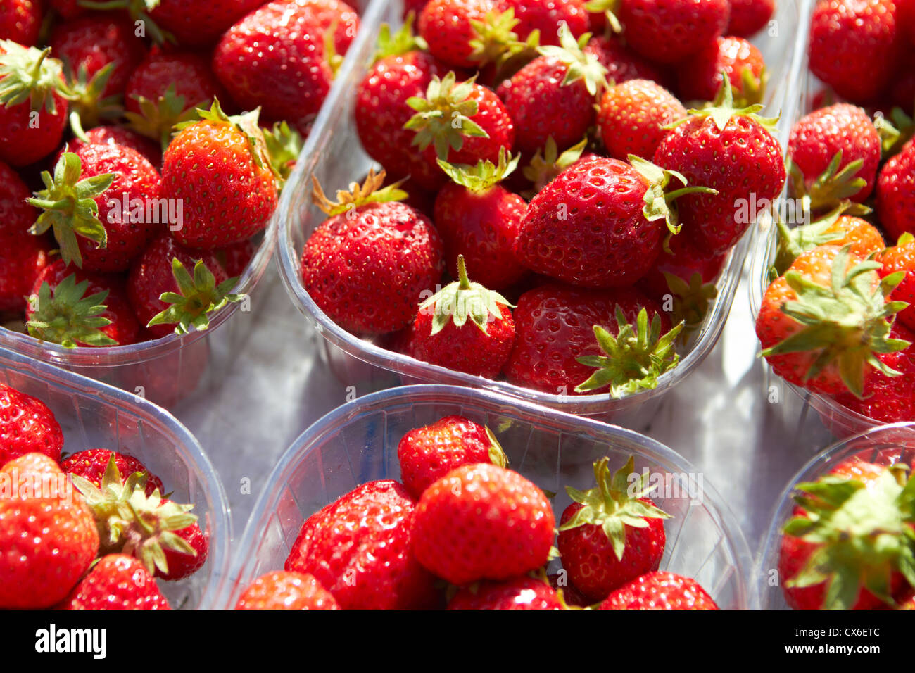 Strawberries For Sale On Market Stall Stock Photo Alamy