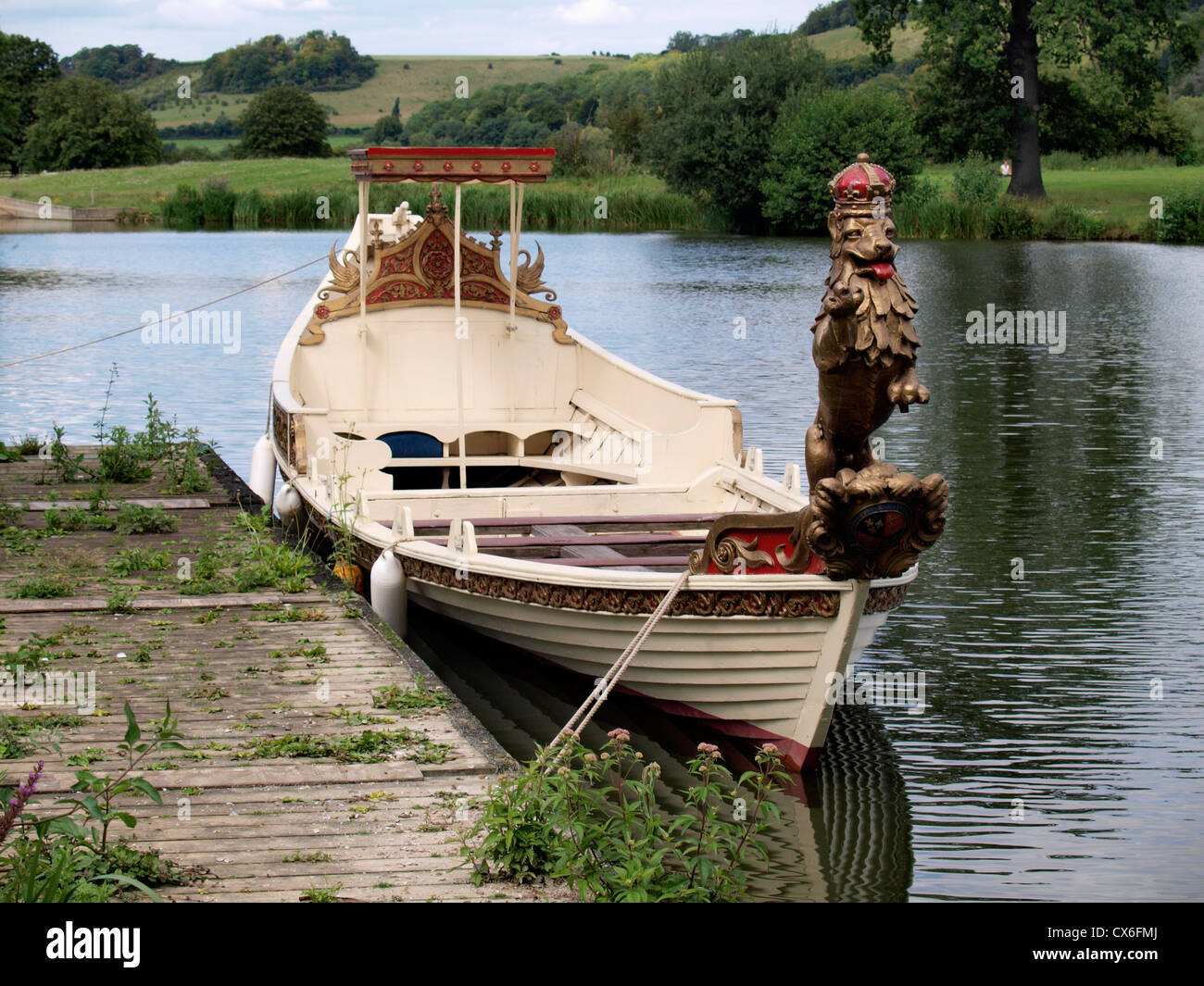 Oriental style wooden boat, UK Stock Photo