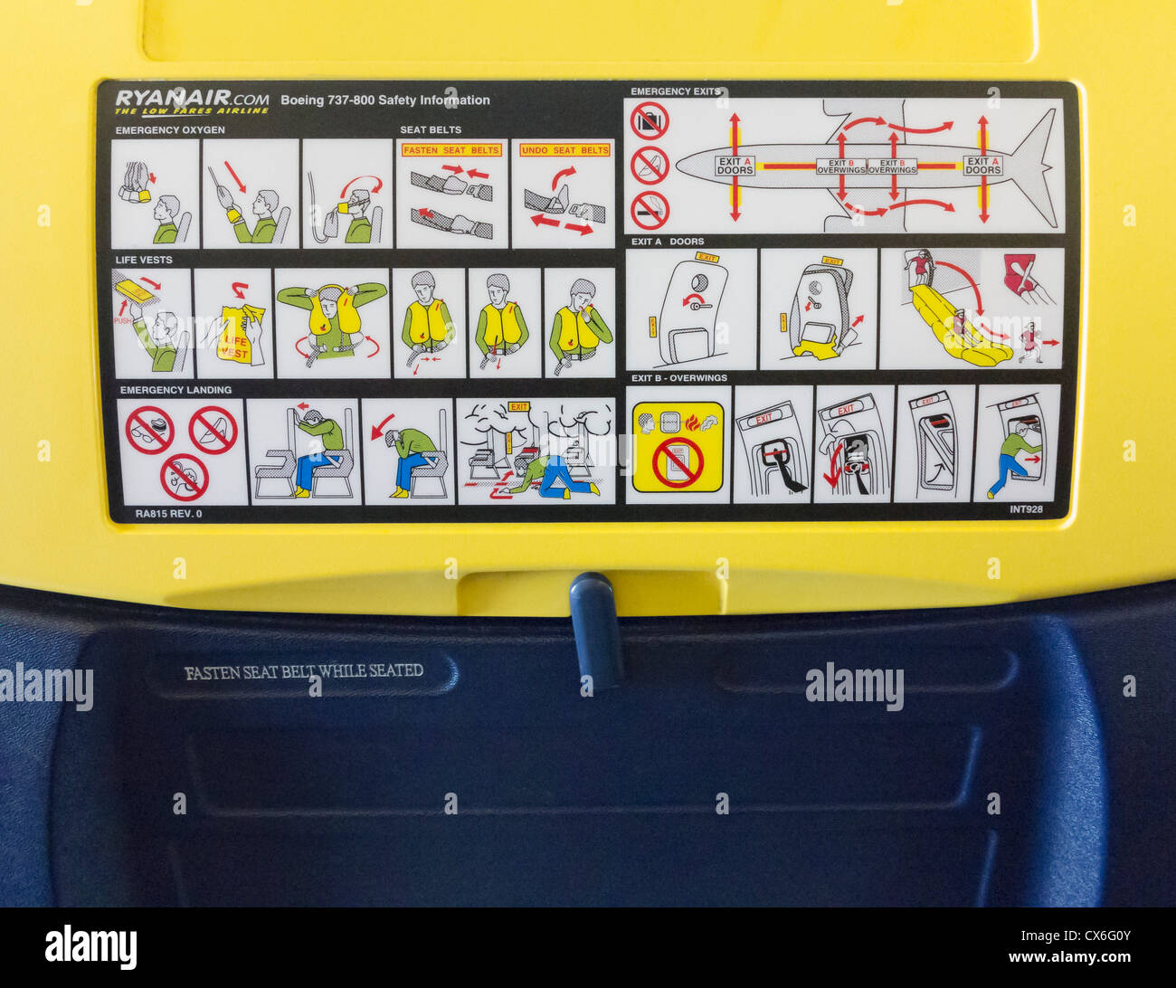 Ryanair Boeing 737 800 safety information Stock Photo Alamy