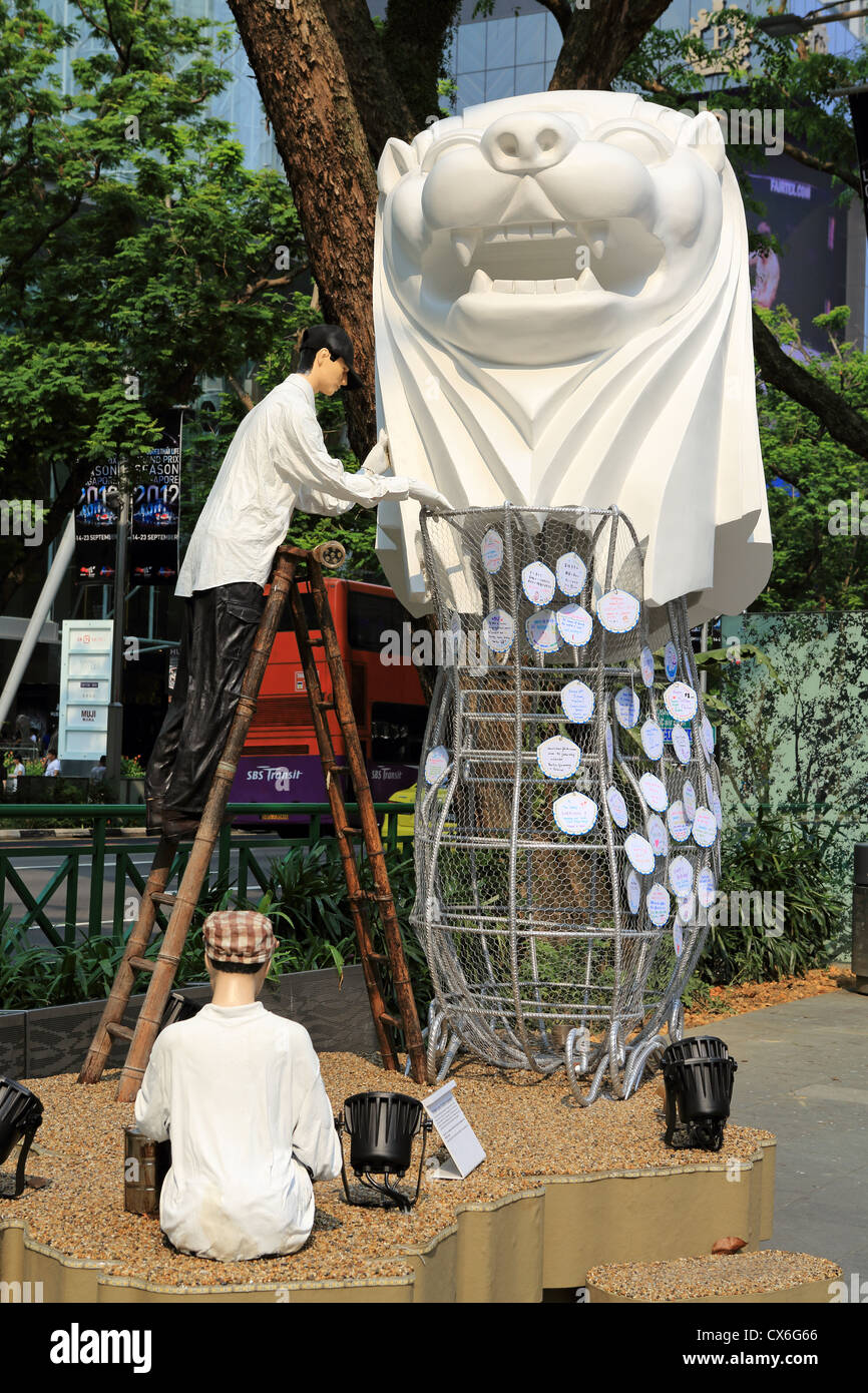 Art installation created by design school students depicting sculptor