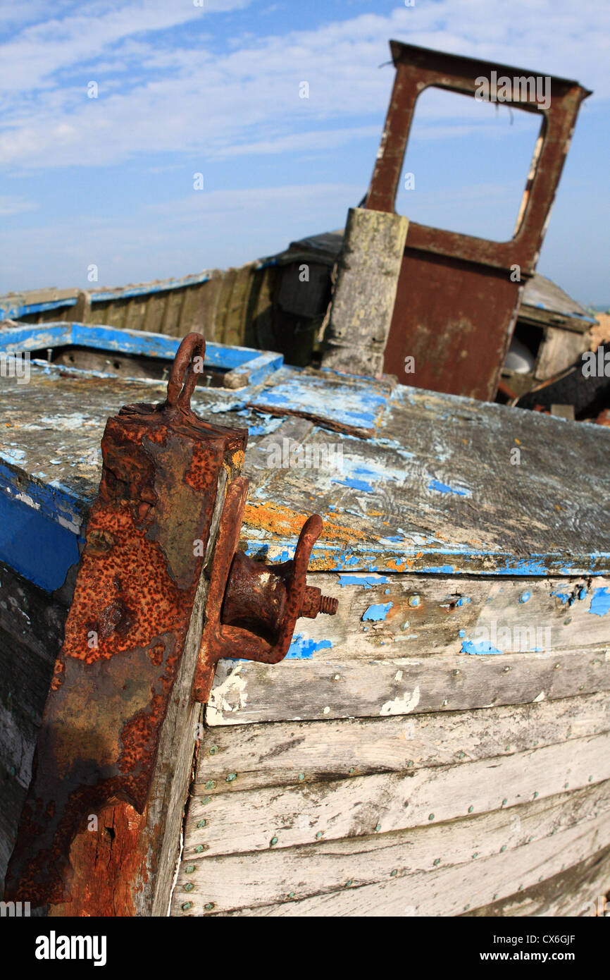 Wrecked fishing boat on shingle hi-res stock photography and images - Alamy