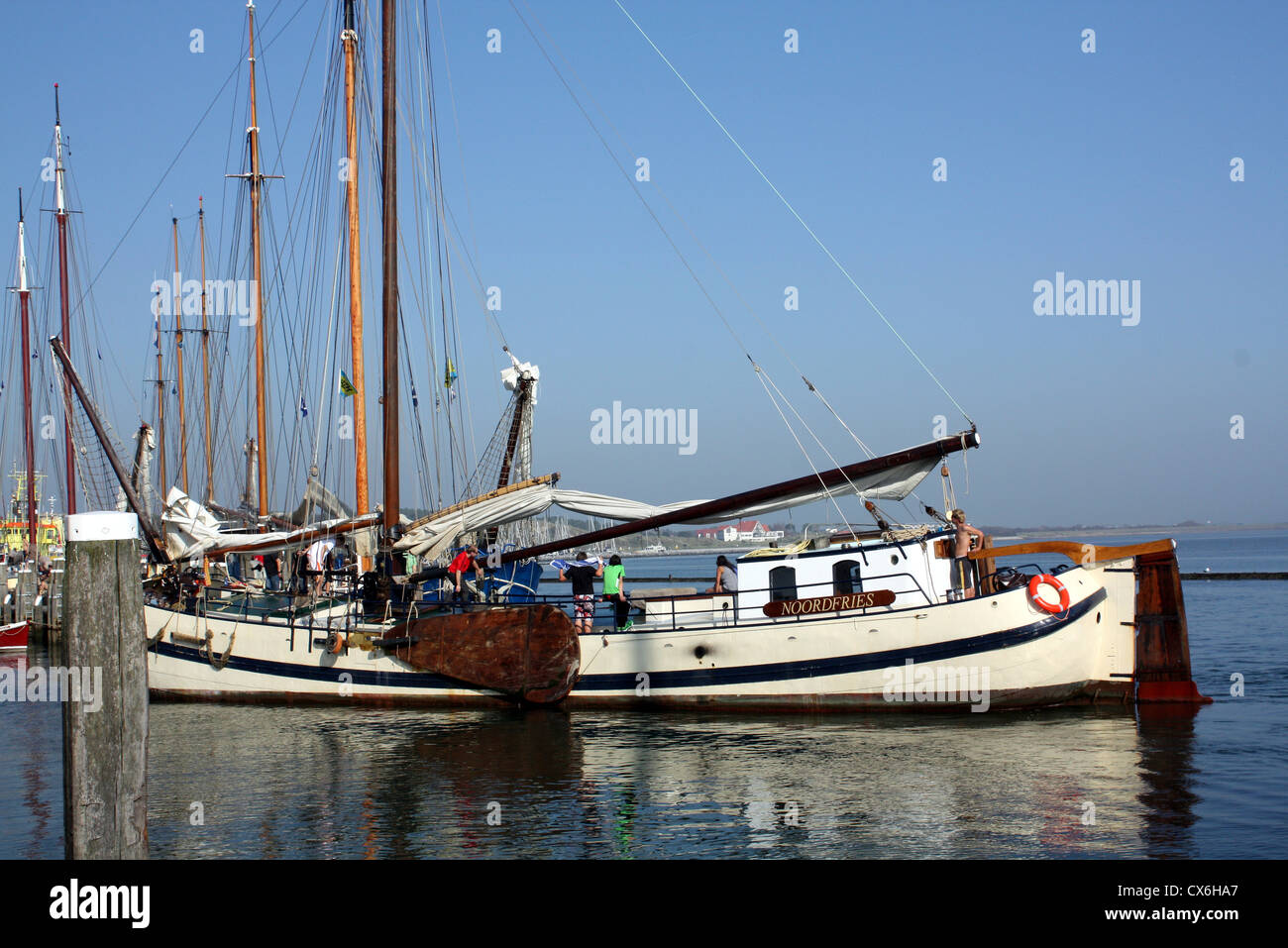 Boat in the harbor of Harlingen.Harlingen Stock Photo Alamy