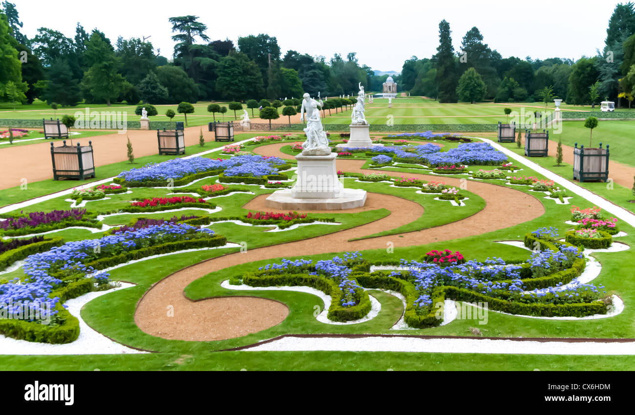 Gardens at Wrest Park with the Pavilion in the background Stock Photo