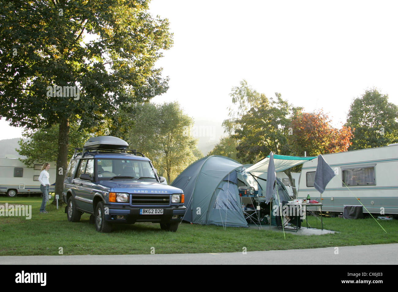 tents and caravans Stock Photo