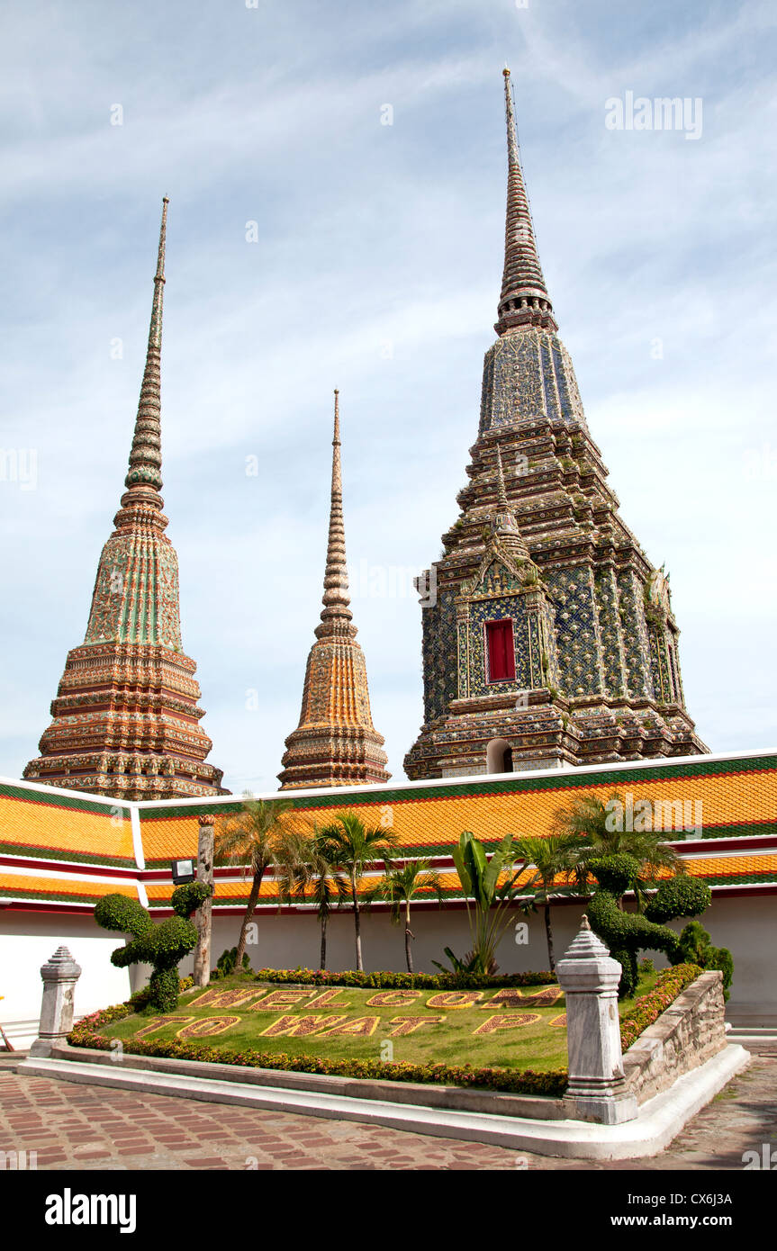 Wat Pho Bangkok Thailand Buddhism golden Buddha Stock Photo