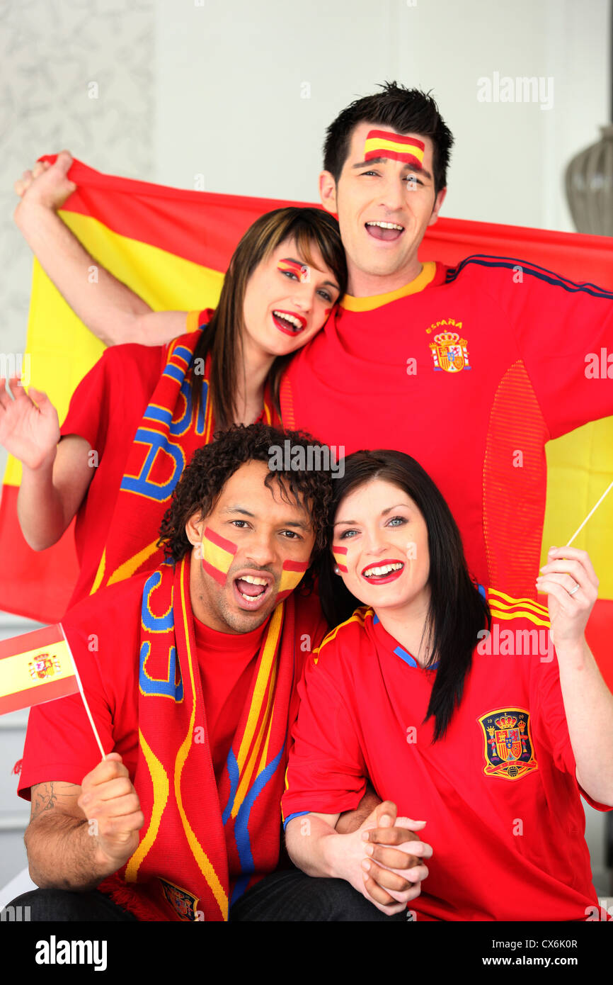 Spanish sports fans Stock Photo Alamy