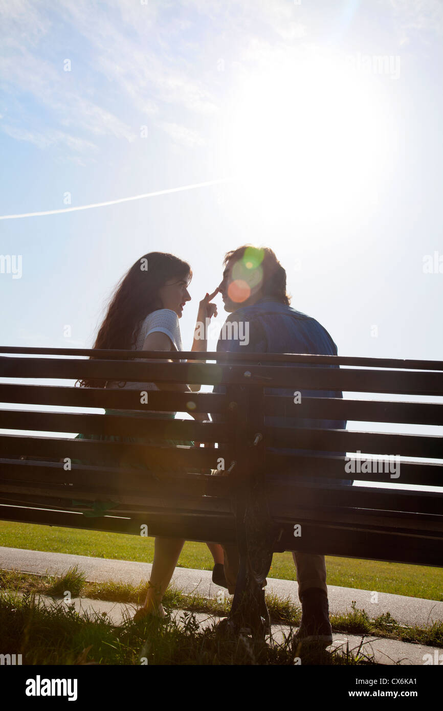 Intimancy Bench Intimate Couple on Bench Stock Photo - Alamy