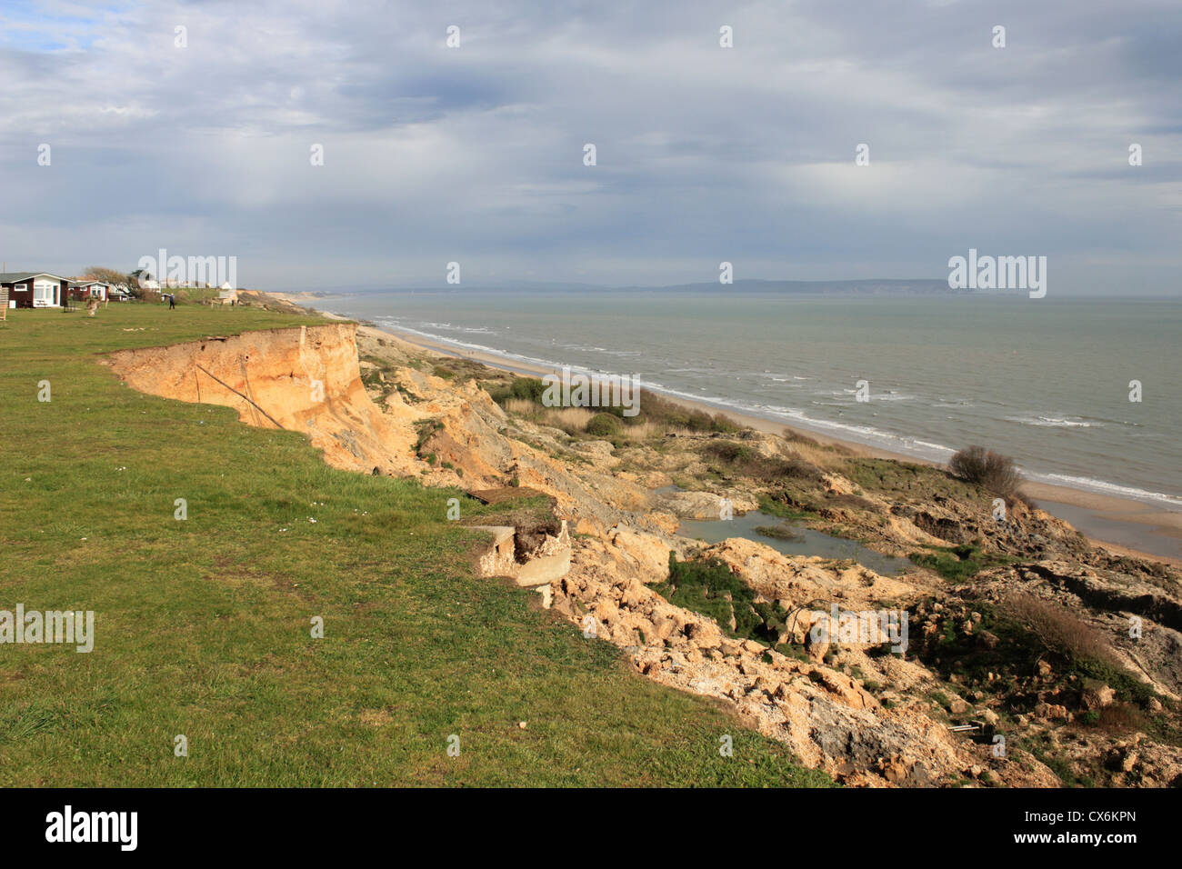 Cliff erosion between Barton on Sea and Highcliffe, Dorset, England