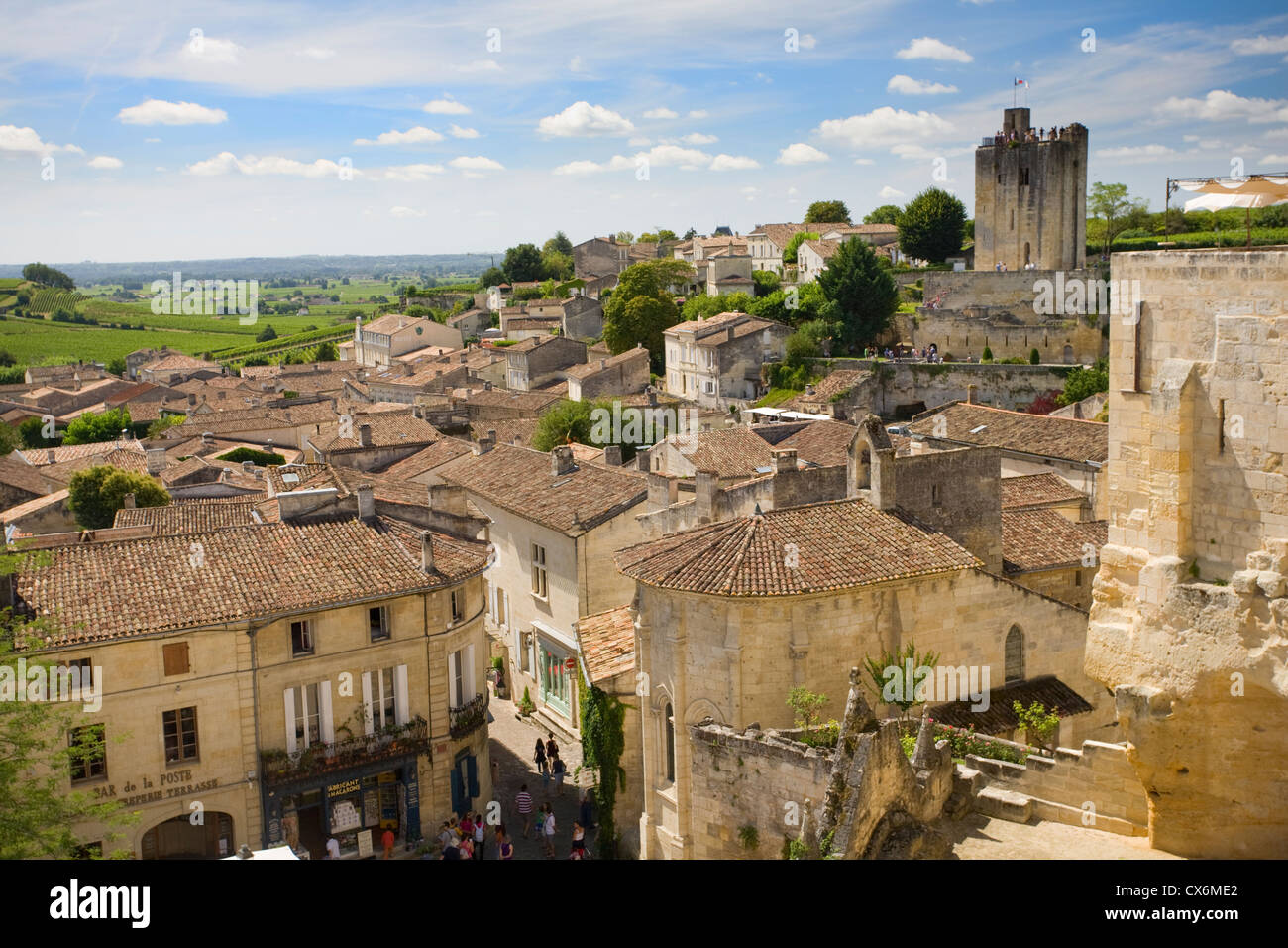 Town and La tour du Roy (King's tower), Saint-Emilion, Gironde, France Stock Photo