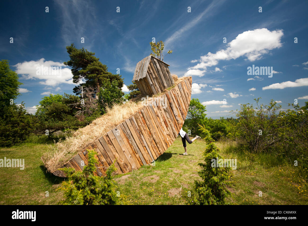 The Land Art work called 'Bascule', carried out by Marion ORFILA, the French visual artist. Stock Photo