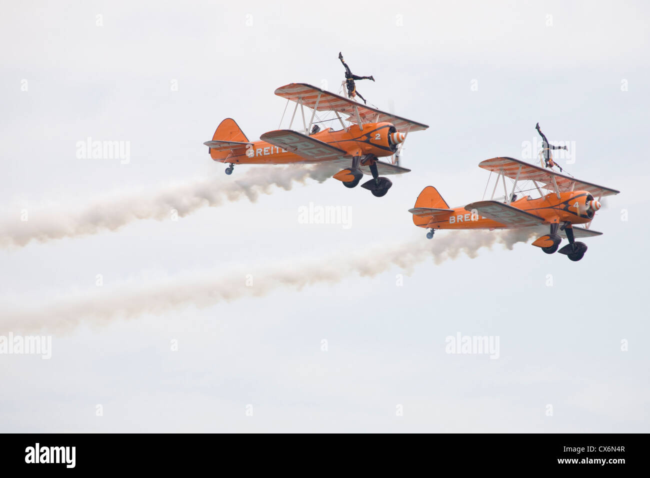 Wingwalking display team at the Bournemouth airshow 2012 Stock Photo