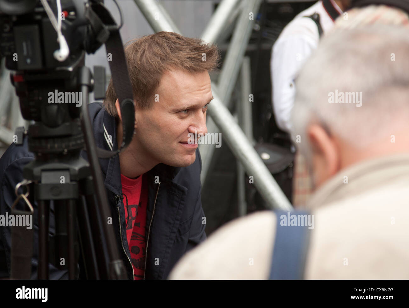 Popular Russian blogger and opposition leader Aleksei Navalny during protest rally against the rule of Vladimir Putin Stock Photo