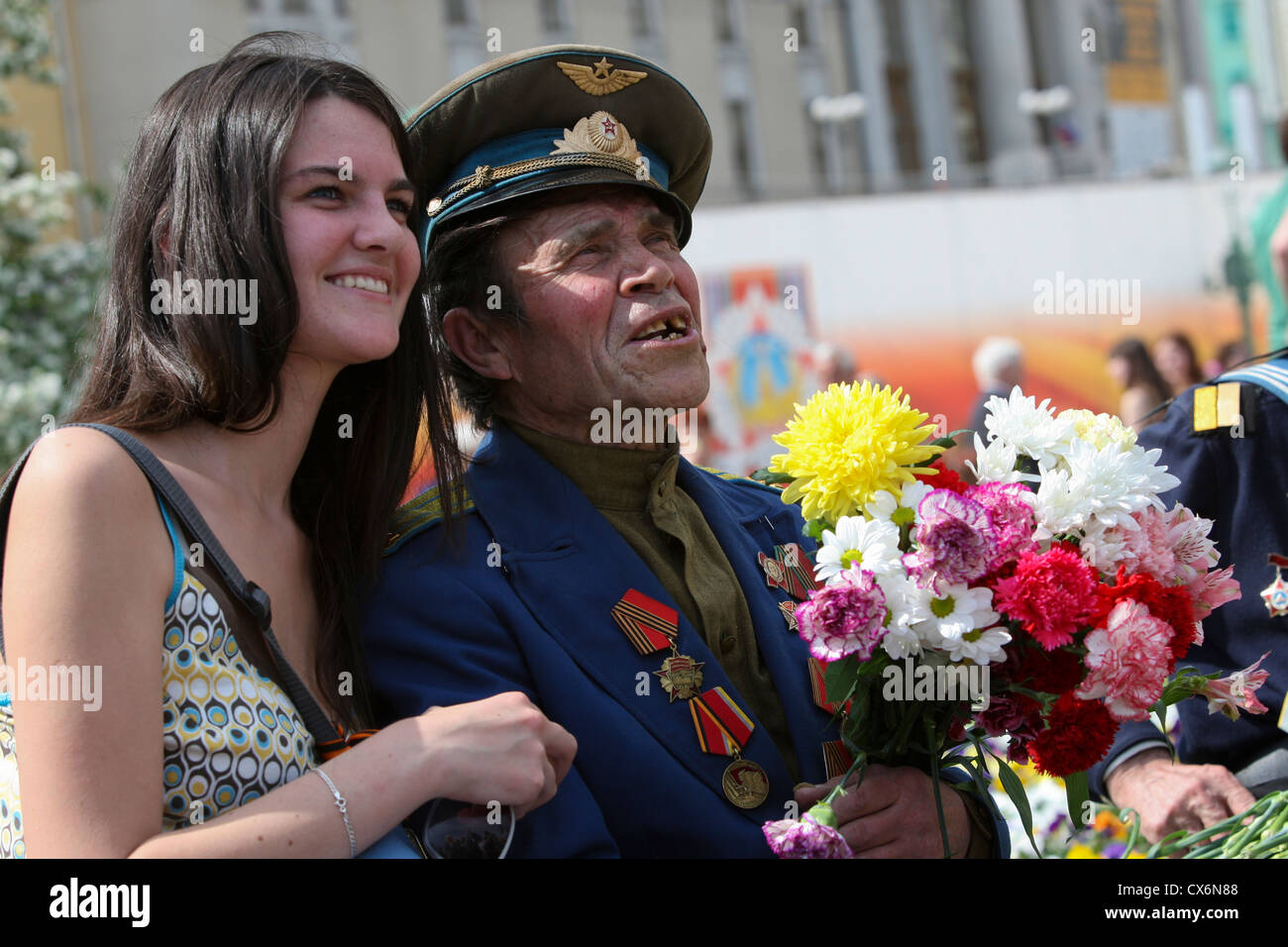 Russian war veterans celebrating the WWII victory on Victory Day near ...