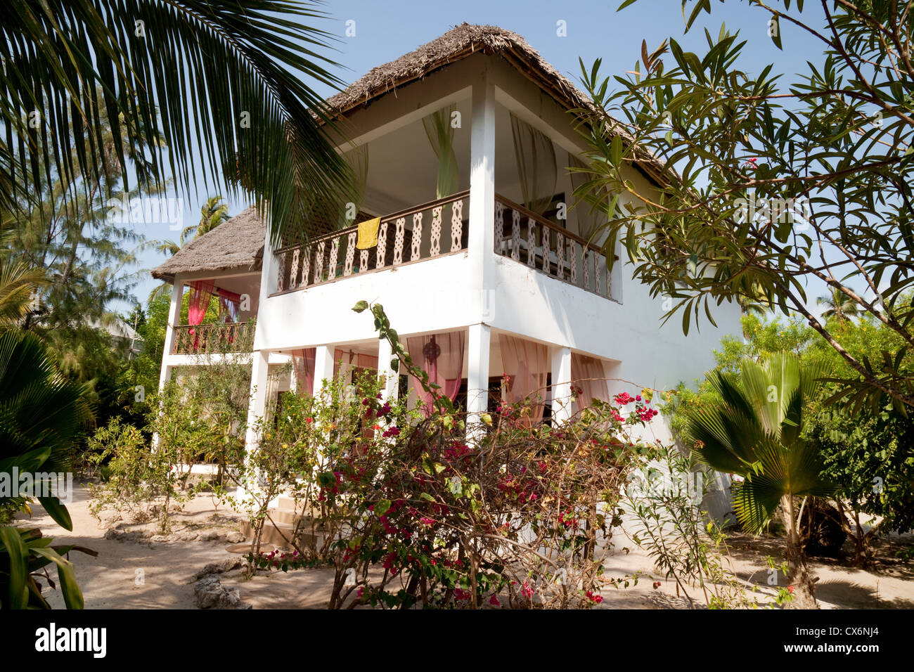 Hotel rooms at the luxury Echo Beach hotel, Bjewuu, Zanzibar Africa Stock Photo