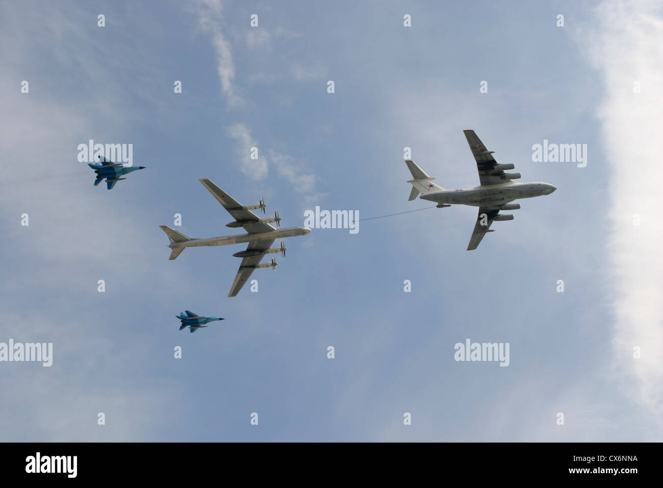 Russian military planes, including an Il78 aerial refueling tanker, a