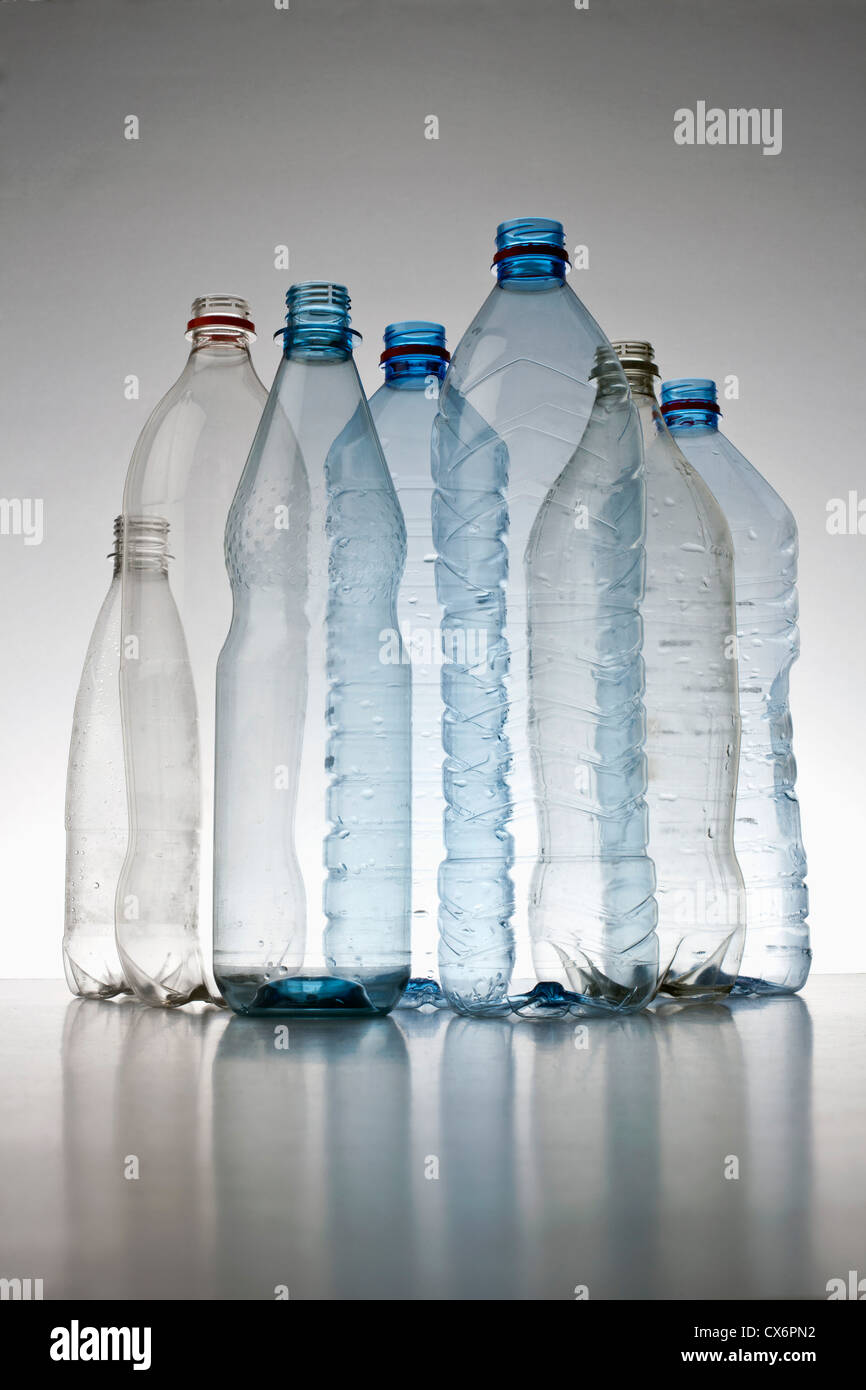 Plastic bottles arrangement Stock Photo