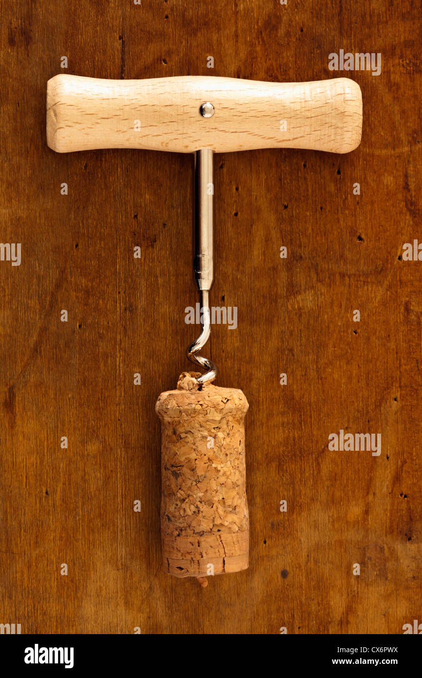 Corkscrew in cork Stock Photo Alamy