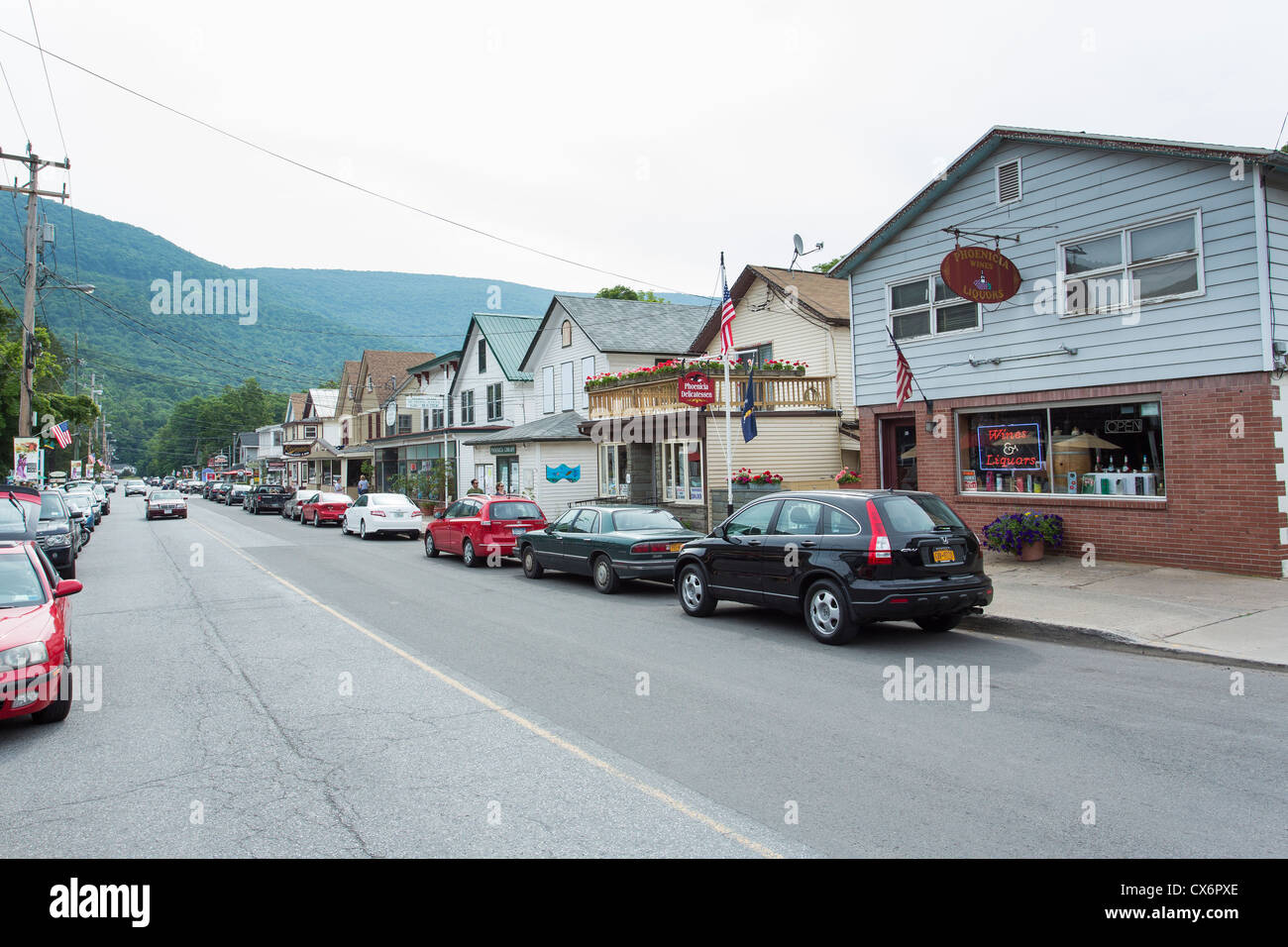 Store front street view in Phoenicia, Catskills, New York Stock