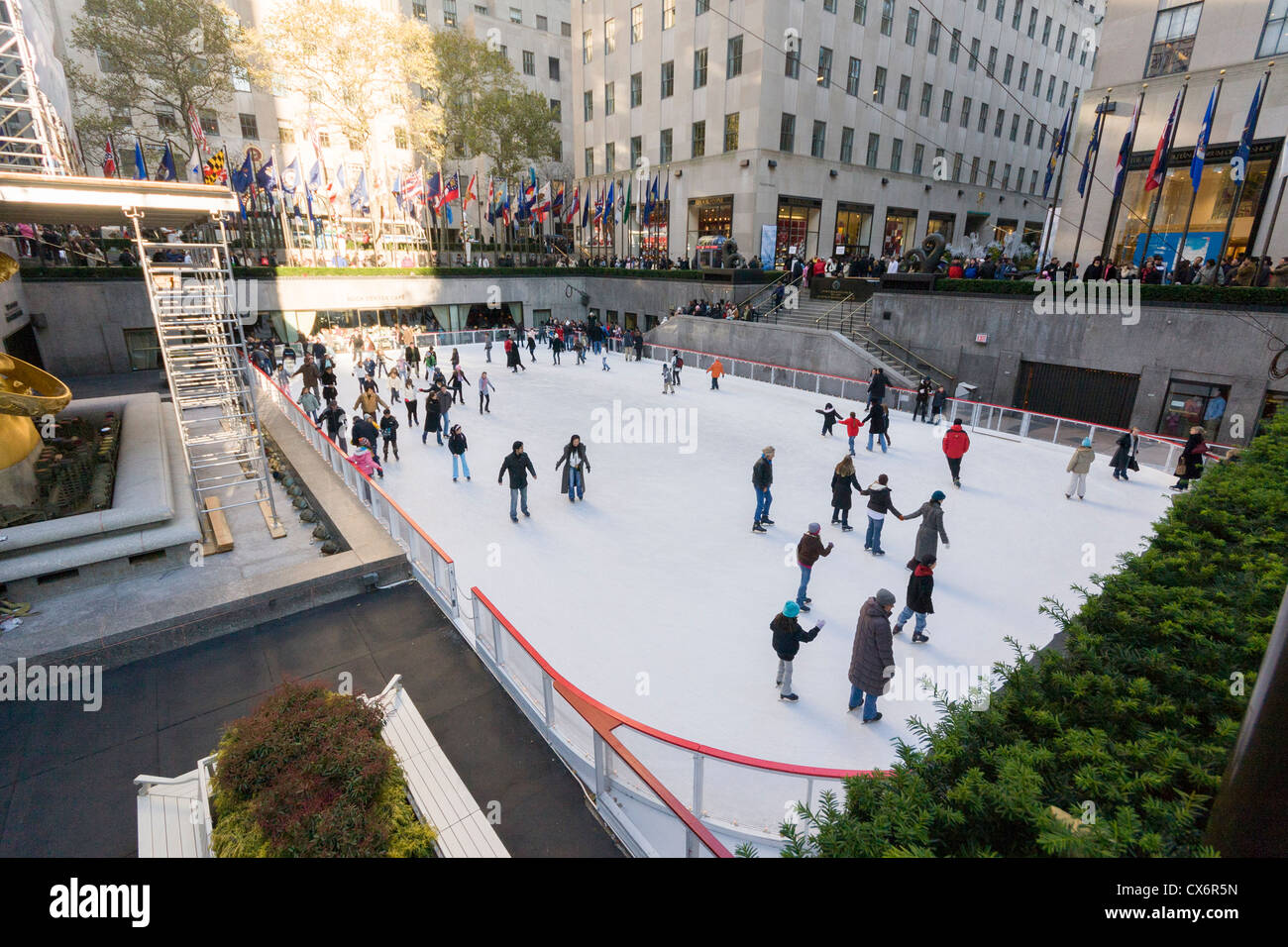 People skating at Rockefeller Center Ice Rink, New York City Stock