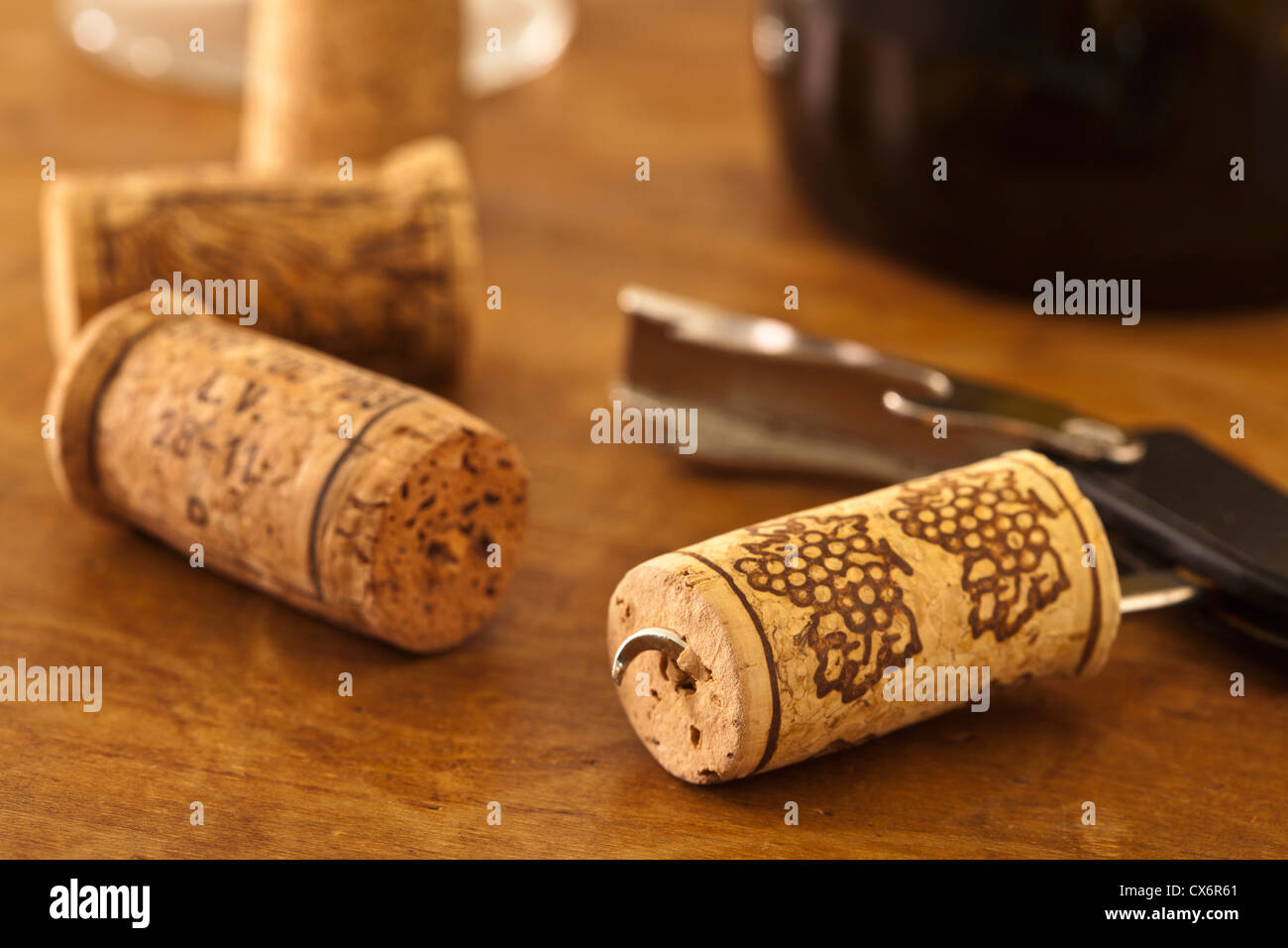 Corks and corkscrew Stock Photo Alamy