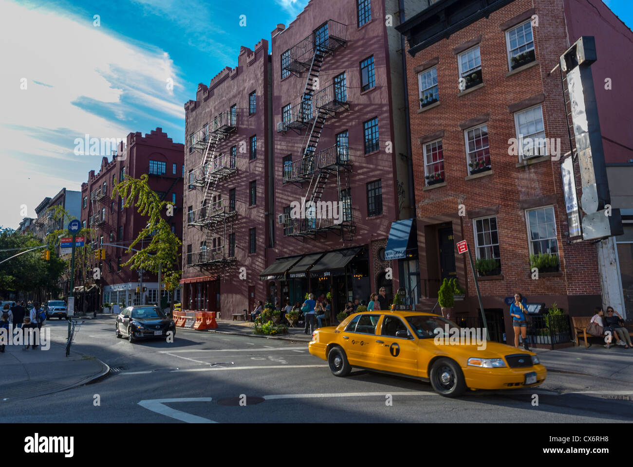 New York, NY, USA, Greenwich Village Street Scene, 7th Ave, Manhattan, Tenements Buildings , new yorkers buildings Stock Photo