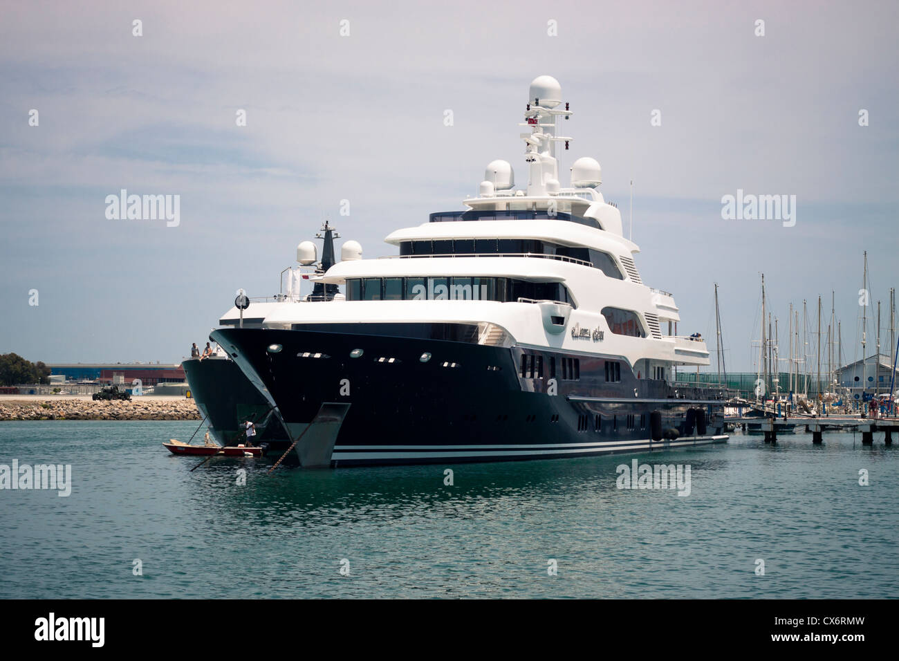 Luxury yacht at Ocean Village, Gibraltar, UK. Stock Photo