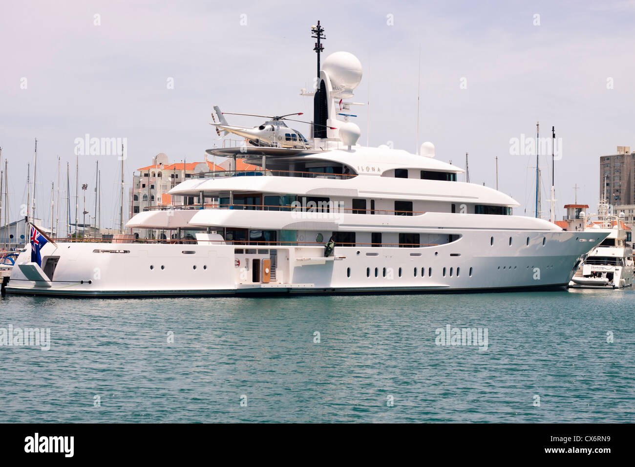 Luxury yacht at Ocean Village, Gibraltar, UK. Stock Photo