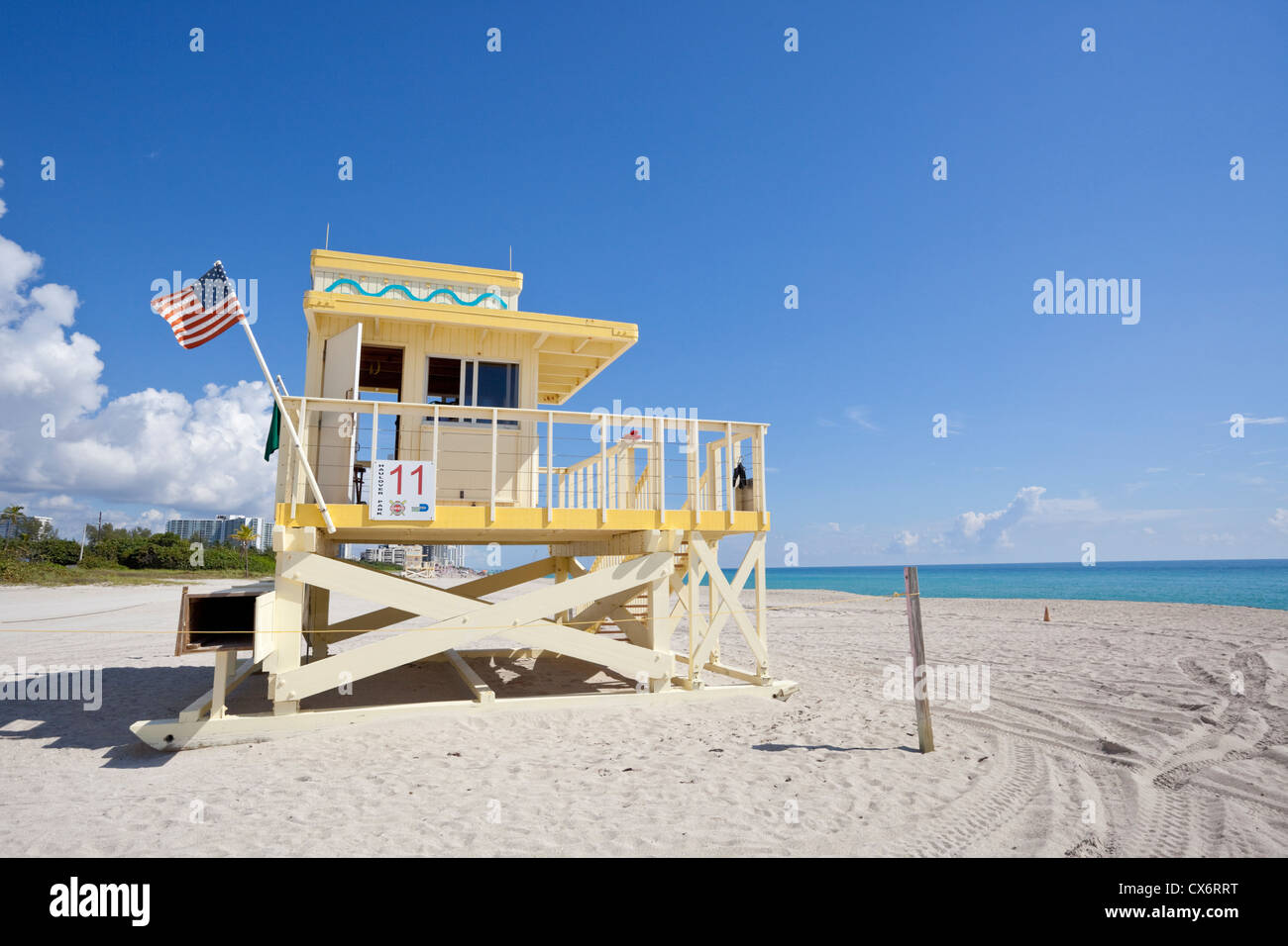 Lifeguard tower on a deserted Haulover Beach, Miami-Dade County, Florida, USA Stock Photo