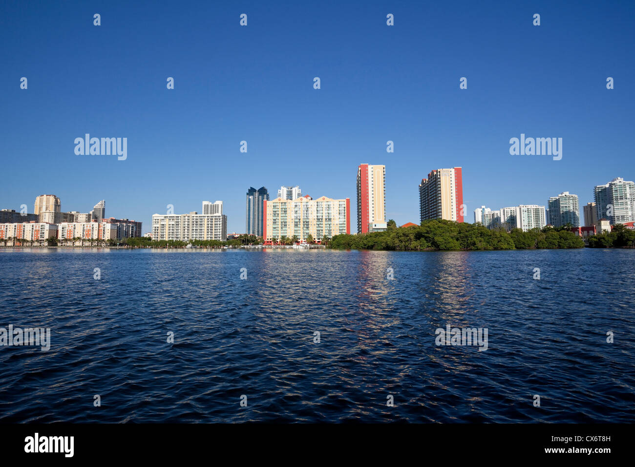 Properties at Maule Lake, North Miami Beach, Florida, USA Stock Photo
