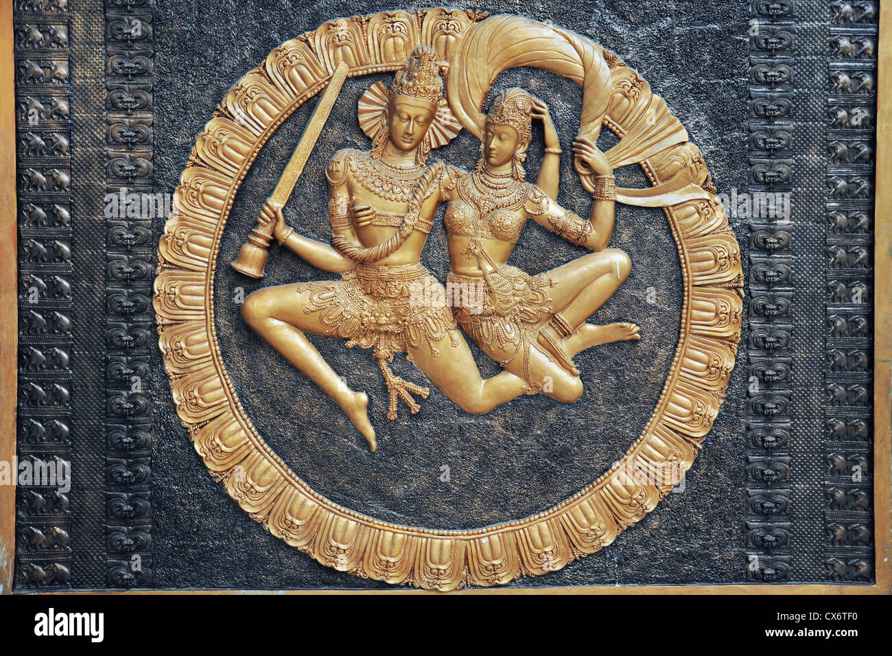 dancing deity artworks on the wall Stock Photo