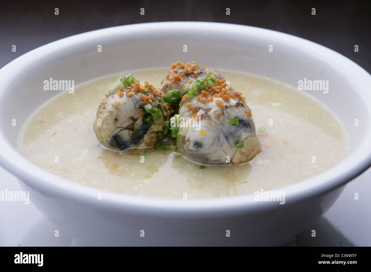 Boiled fertilized duck eggs served as exotic delicacy Stock Photo
