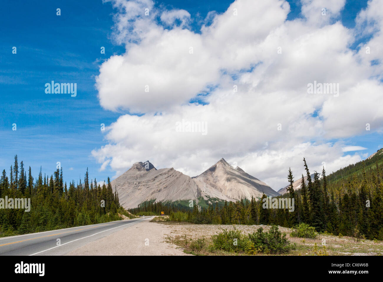 Canadian Rocky Mountains along the Icefields Parkway scenic drive in