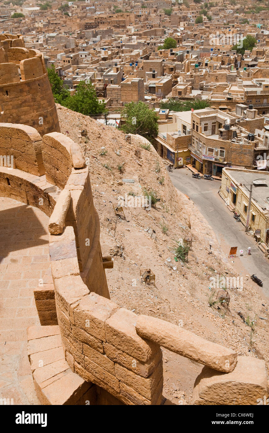 View from the top of Jaisalmer Fort and the city below Stock Photo