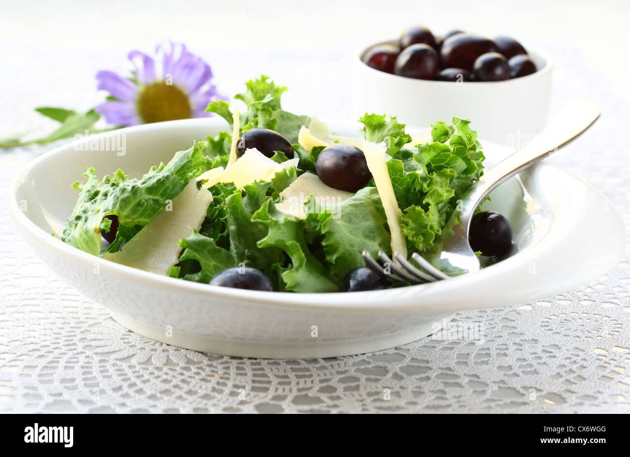 snack salad with grapes and cheese Stock Photo Alamy