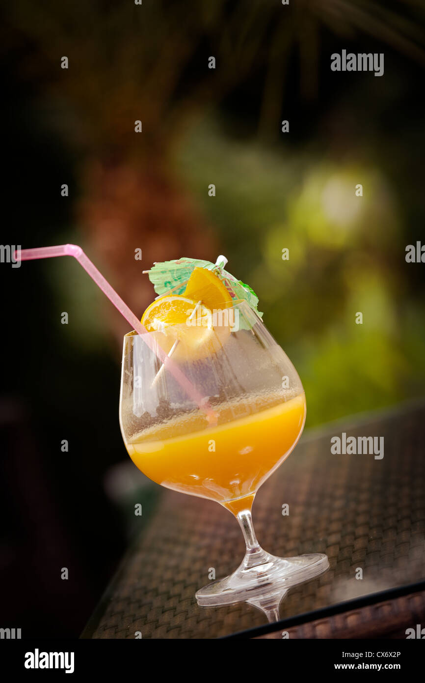 a glas with a orange cocktail Stock Photo