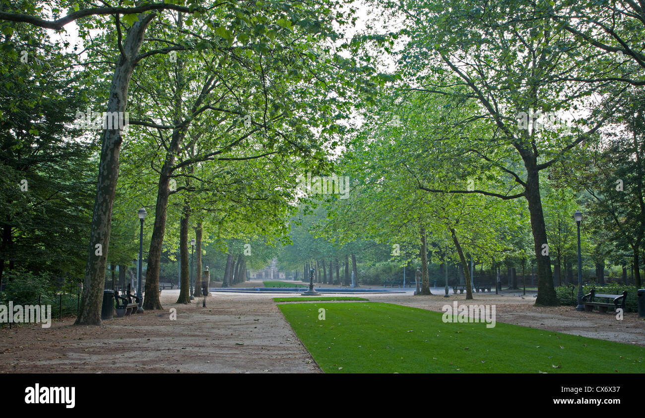 Brussels - park by royal palace in morning Stock Photo